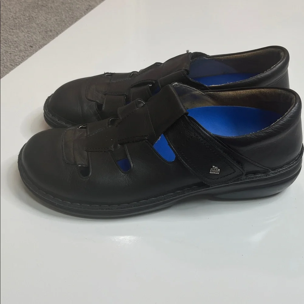 Black Fisherman Chunky Strappy Sandals Leather Size 9.5